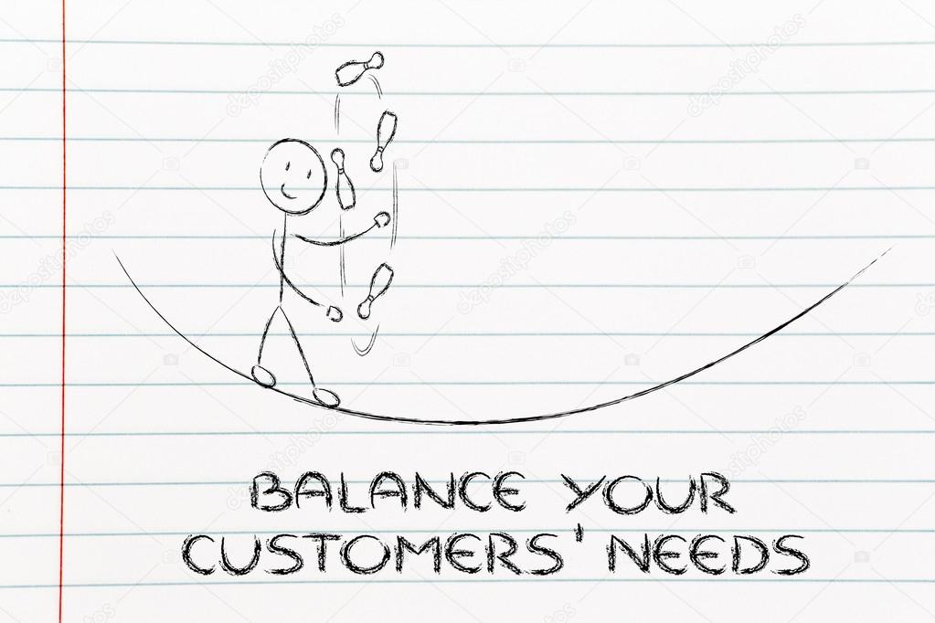 balancing your customers' needs: funny character juggling