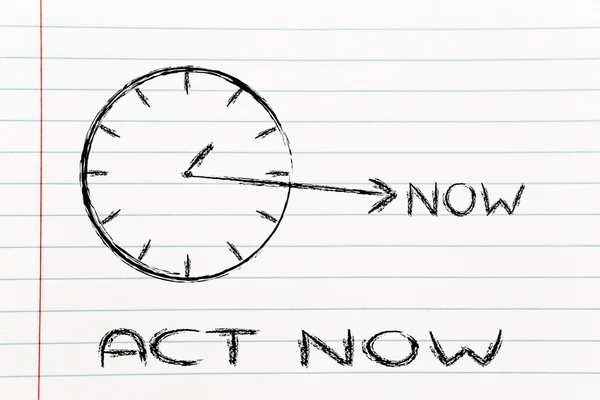 The time is now, act now — Stock Photo, Image