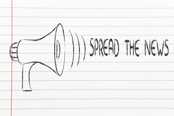 Funny megaphone design: spread the news — Stock Photo, Image