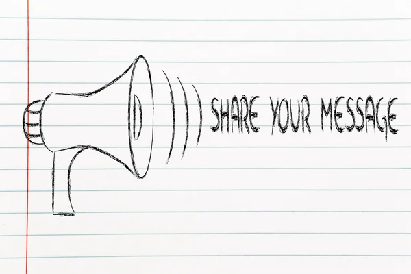 Funny megaphone design: share your message — Stock Photo, Image