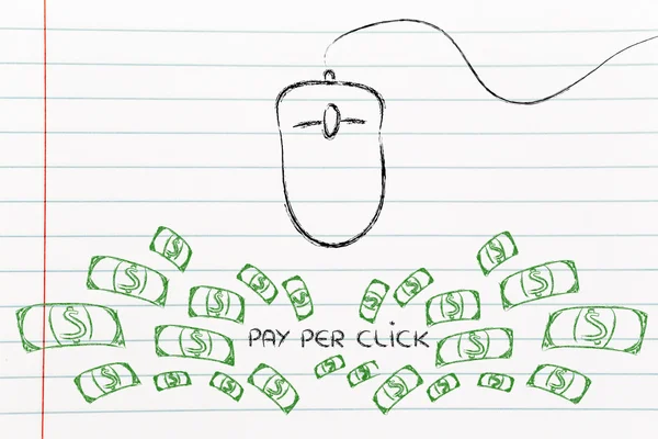 Mouse del computer: concetto di pay per click e click-through rate — Foto Stock