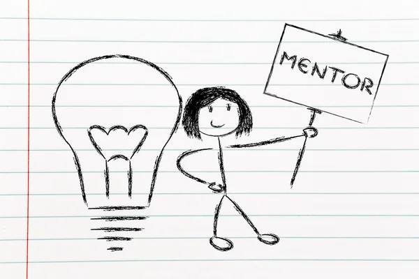 Chica con ideas y conocimientos: mentor — Foto de Stock