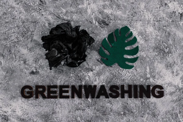 Зеленая Стирка Компании Претендующие Устойчивый Концептуальный Образ Лист Бумаги Рядом — стоковое фото