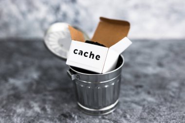 çevrimiçi gizlilik ve depolanan bilgi kavramı, önbellek etiketli kutu metaforu geri dönüşüm kutusuna atıldı