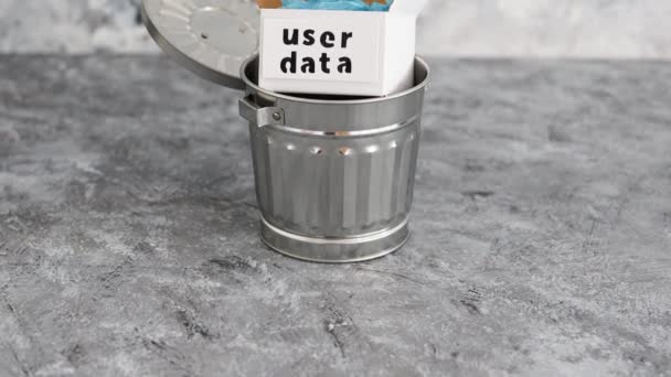 Online Privacy Stored Information Concept Metaphor Box User Data Label — Stock Video