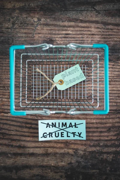 Crossed Out Animal Cruelty Product Label Next Plant Based One — Stock Photo, Image
