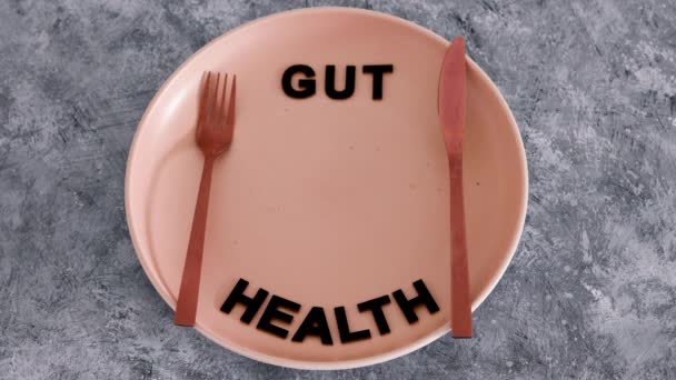 Gut Health Text Wholegrain Multiseeds Slice Bread Dining Plate Fork — Stock Video