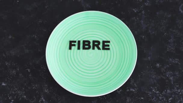 Fibre Spelling Text Dining Plate Fork Knife Concept Healthy Nutrition — Stock Video