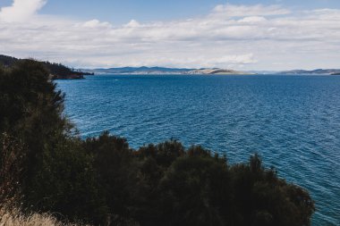 view of the Pacific Ocean from the Boronia Beach coastal walk in Tasmania, Australia