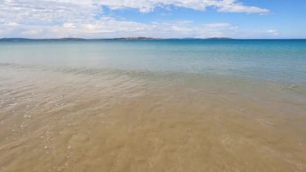 Langsamkeit Des Unberührten Strandes Süden Tasmaniens Mit Türkisfarbenem Wasser Des — Stockvideo