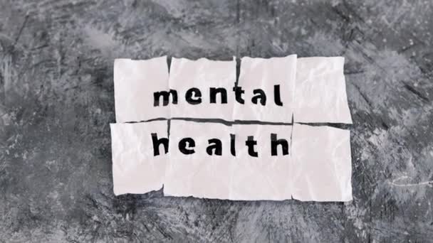 Mental Health Text Crumpled Torn Piece Paper Which Has Been — Stock Video