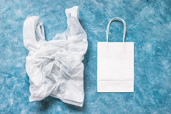 Single Use Plastic Bag Next Paper One Plastic Pollution Environmental — Stock Photo, Image