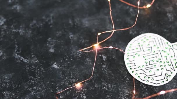 Big Small Encryption Key Icon Made Circuits Led Lights Side — Stock Video