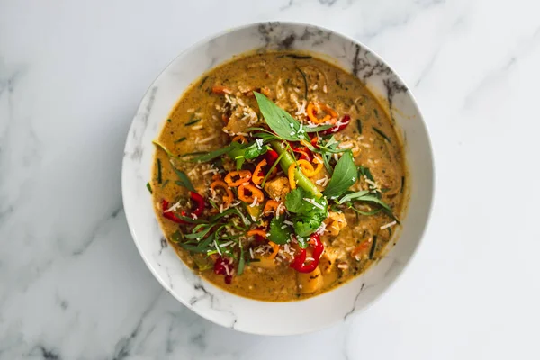 Veganes Thailändisches Veganes Curry Mit Frischem Chili Und Kräutern Gesunde — Stockfoto