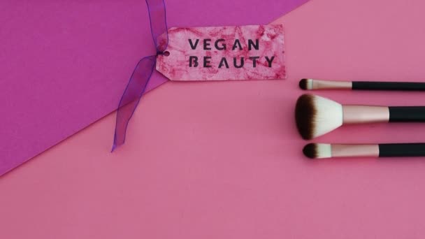 Cruelty Free Beauty Products Concept Vegan Beauty Boodschap Label Naast — Stockvideo