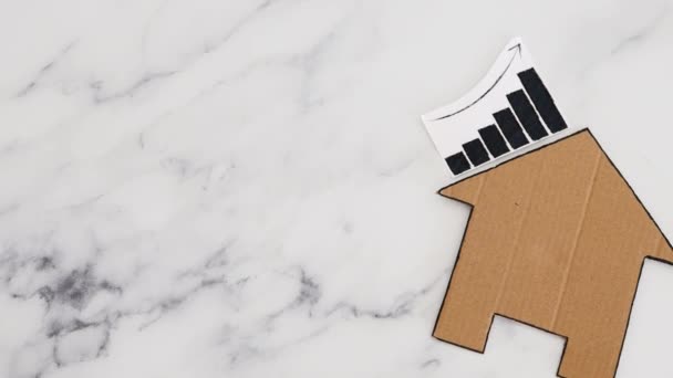 Hipotecas Alquileres Precios Propiedad Aumento Icono Casa Cartón Con Gráfico — Vídeos de Stock