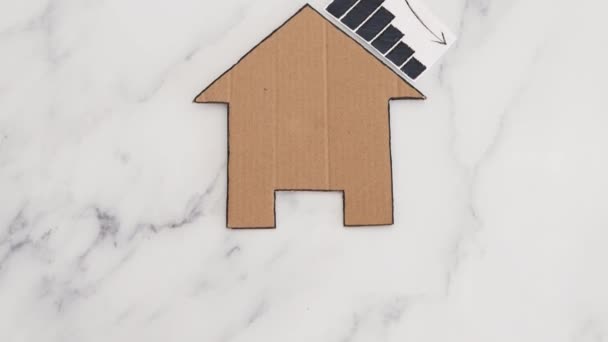 Mortgages Rentals Property Prices Decreasing House Icon Made Cardboard Graph — Stock Video