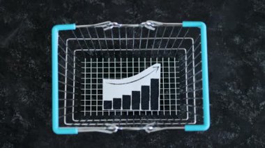 Deflasyon ve durgunluk fiyat dalgalanmaları kavramsal görüntü, alışveriş sepeti ve gider istatistiklerinin düşüşünü gösteren grafikler
