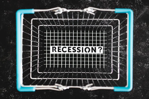 Рецессия Стагнация Экономики Концептуальный Образ Текстом Внутри Корзины — стоковое фото