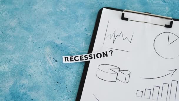 Rezession Und Stagnierende Wirtschaft Konzeptionelles Bild Mit Text Neben Der — Stockvideo
