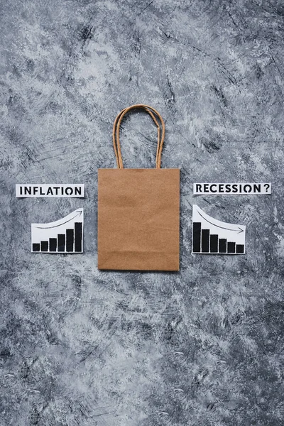 Inflation Recession Economy Conceptual Image Texts Graphs Showing Prices Going — Stock Photo, Image