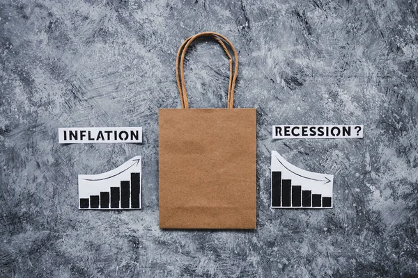 Πληθωρισμός Και Ύφεση Στην Οικονομία Εννοιολογική Εικόνα Κείμενα Και Γραφήματα — Φωτογραφία Αρχείου