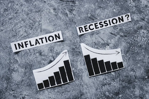 Inflação Recessão Economia Imagem Conceptual Com Textos Gráficos Mostrar Preços — Fotografia de Stock