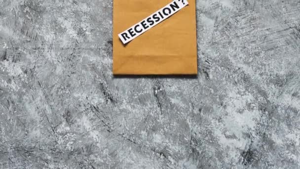 Récession Stagnation Économie Image Conceptuelle Avec Texte Sur Sac Provisions — Video