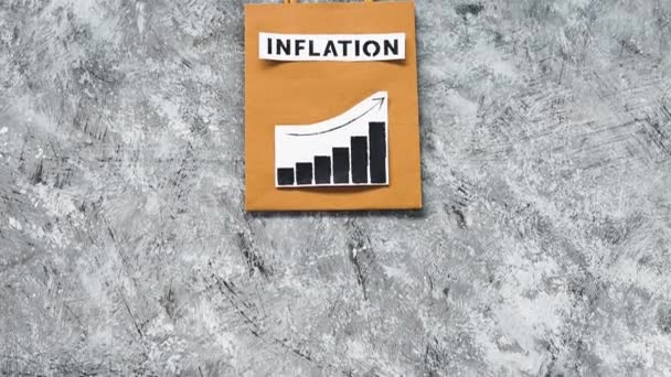 Inflation Stagnation Économie Image Conceptuelle Avec Texte Sur Sac Provisions — Video