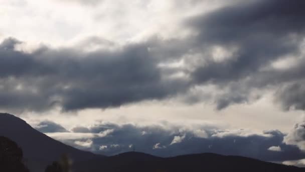 Timelapse Clouds Formation Coming Going Winter Sky Mountains Little Snow — Stock Video