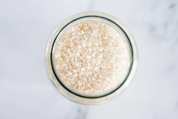 Pantry Jar Sushi Rice Shot Top Perspective Close Concept Simple — Stok fotoğraf