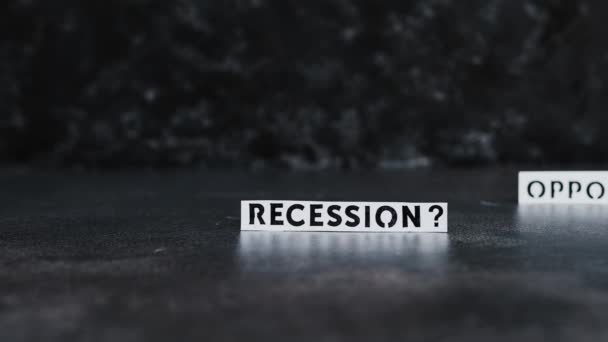 Recession Opportunity Texts Dark Background Focus Switching Two — Stock video