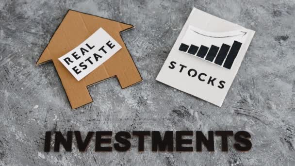Investment Opportunities Building Wealth Conceptual Image House Icon Next Stock — Stock video