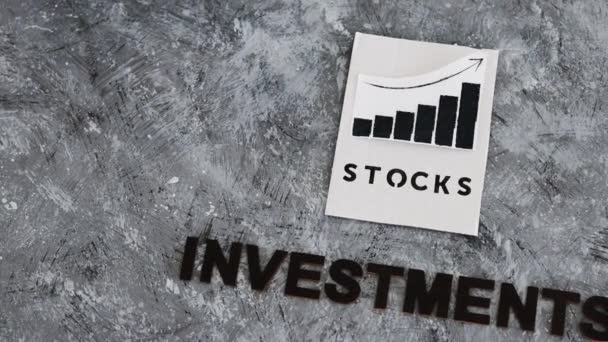 Anlageoptionen Und Aufbau Von Wohlstand Konzeptionelles Image Aktienmärkte Symbol Mit — Stockvideo
