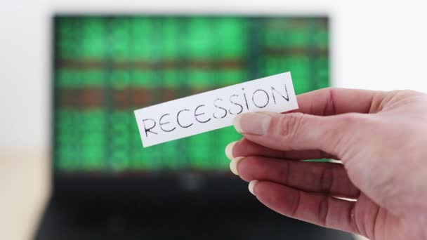 Concept Recession Stock Market Volatility Pandemic Recession Text Front Computer — Video