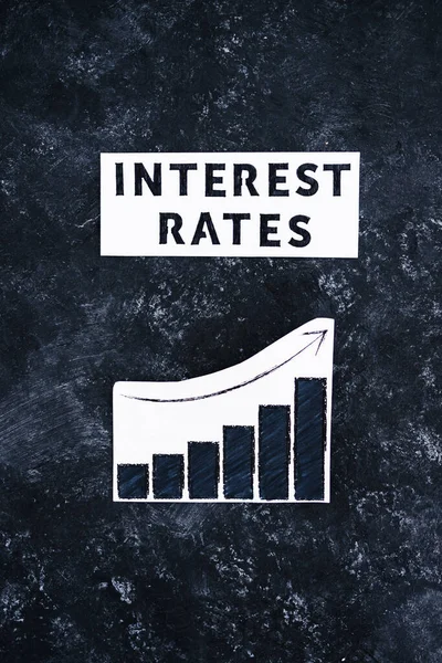 interest rates text and graph showing stats going up, concept of the global economy after the covid-19 pandemic