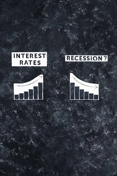 Interest Rates Recession Texts Graphs Showing Cost Financing Going Economic — Photo