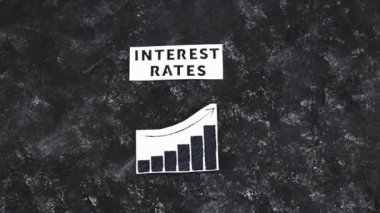 interest rates text and graph showing stats going up, concept of the global economy after the covid-19 pandemic