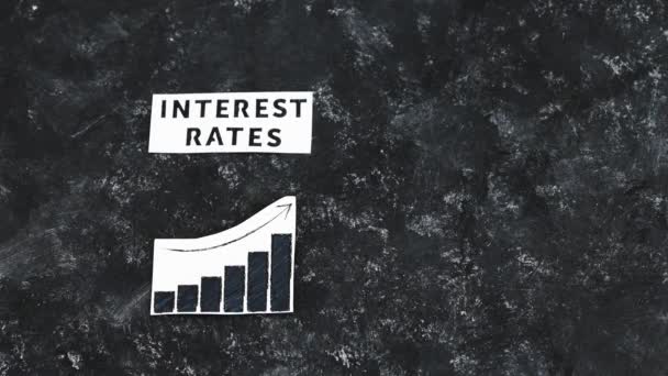 Interest Rates Recession Texts Graphs Showing Cost Financing Going Economic — Video