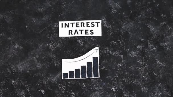 Interest Rates Text Graph Showing Stats Going Concept Global Economy — Stockvideo