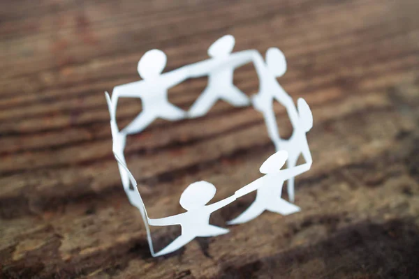 Manpower Teamwork Conceptual Image Paper People Chain Creating Square — Fotografia de Stock