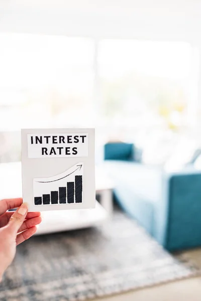Property Affordabilikty Home Loan Payment Increases Hand Holding Interest Rates — Fotografia de Stock