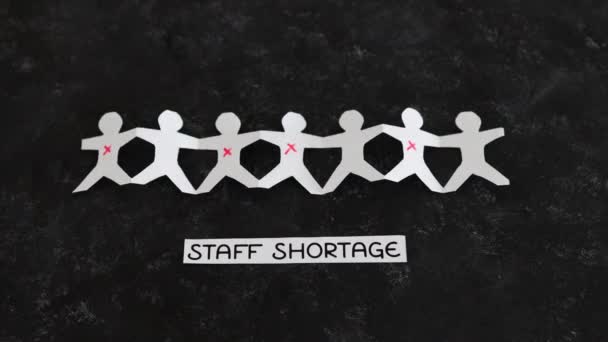 Staff Shortages Business Struggling Pandemic Conceptual Image Paper People Chain — Stock Video