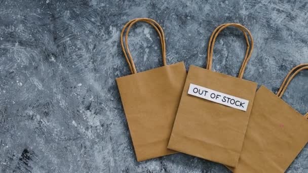 Out Stock Text Top Shopping Bag Concept Supply Chain Shortages — Vídeo de stock