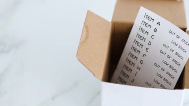 business inventory with every item being low stock or out of stock with postage parcel from online shopping, supply chain shortages and delays after the covid-19 global pandemic