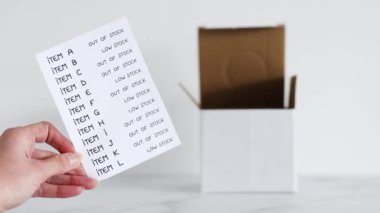 business inventory with every item being low stock or out of stock with postage parcel from online shopping, supply chain shortages and delays after the covid-19 global pandemic