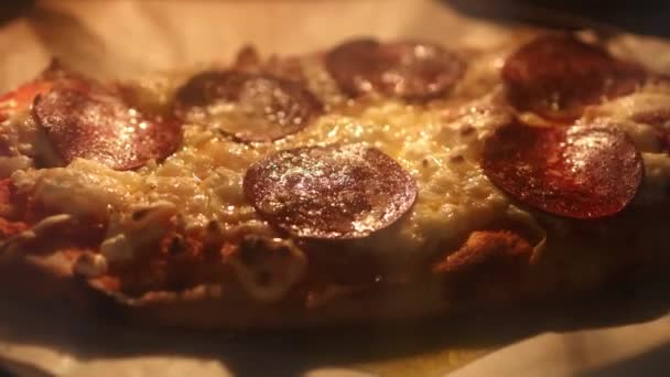Cottura Della Pizza Fatta Casa Forno Con Formaggio Senza Latticini — Video Stock