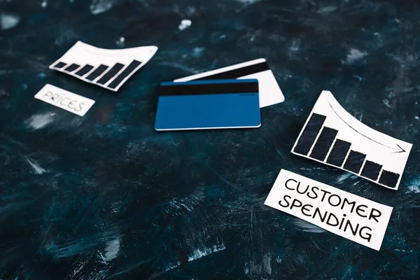 Prices Going Consumer Spending Going Conceptual Image Graphs Showing Positive — Stock Photo, Image