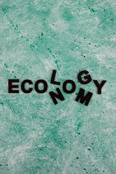 Economy Ecology Conceptual Image Two Words Merging Each Other Green — Stock Photo, Image