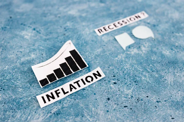 Inflation Text Graph Showing Prices Going Next Recession Text Comic — Stock Photo, Image